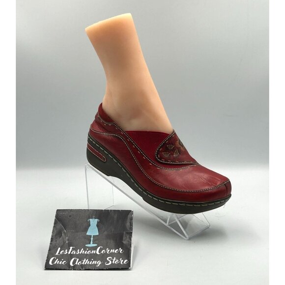 Spring Step L'artiste Women's Red Leather Burbank Slip-On Clogs Sz 7.5 (38) 3113 - Picture 16 of 16